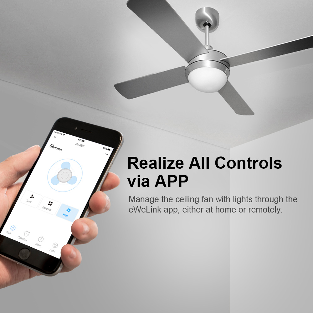 Sonoff WiFi Smart Ceiling Fan-Light Controller IFAN04 3A