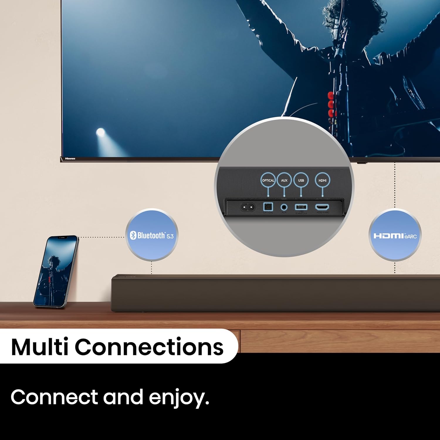 Hisense SoundbarAX3100Q ,3.1Ch, 500W with Wireless Subwoofer, Dolby Atmos