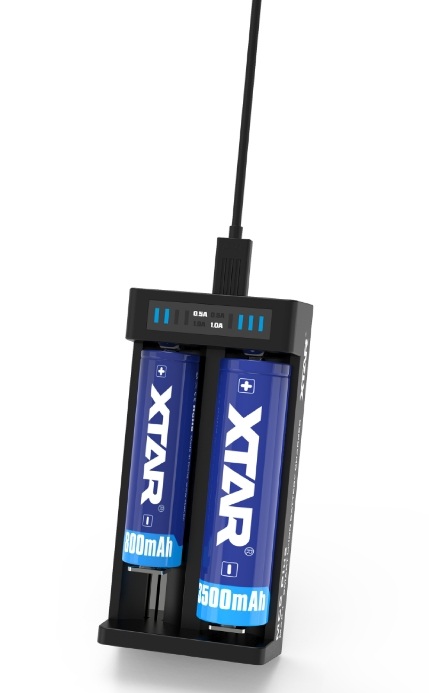 XTAR MC2 PLUS 1A Charger 2-Slots Lithium/NiMH 10440 to 26650