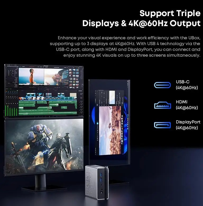 Chuwi  Mini PC Ryzen 5 6600H 16GB DDR5, 512GB PCIe 3.0 SSD, Wi-Fi 6 | Bluetooth 5.2, 2.5 Gigabit LAN, Win11 Pro