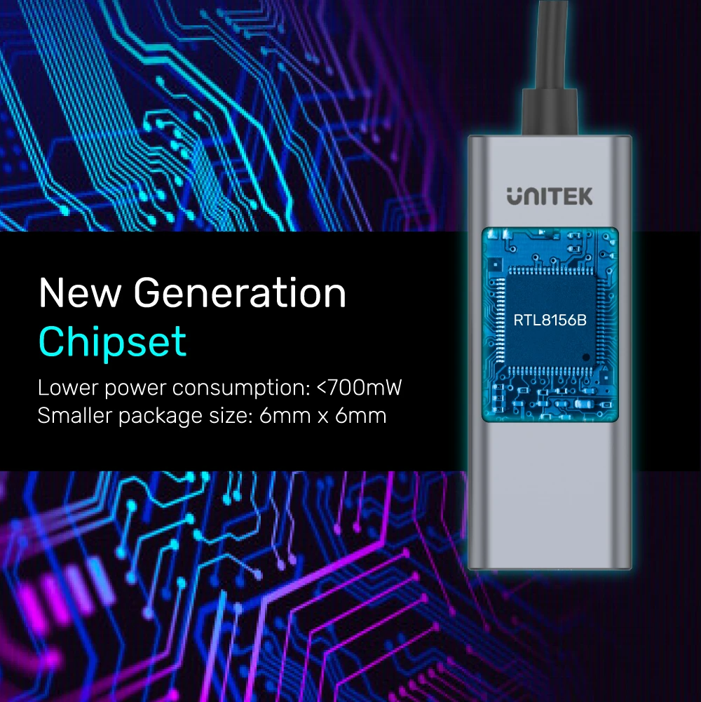 Unitek U1313B USB-A 3.2 to 2.5GbE RJ45 Adapter