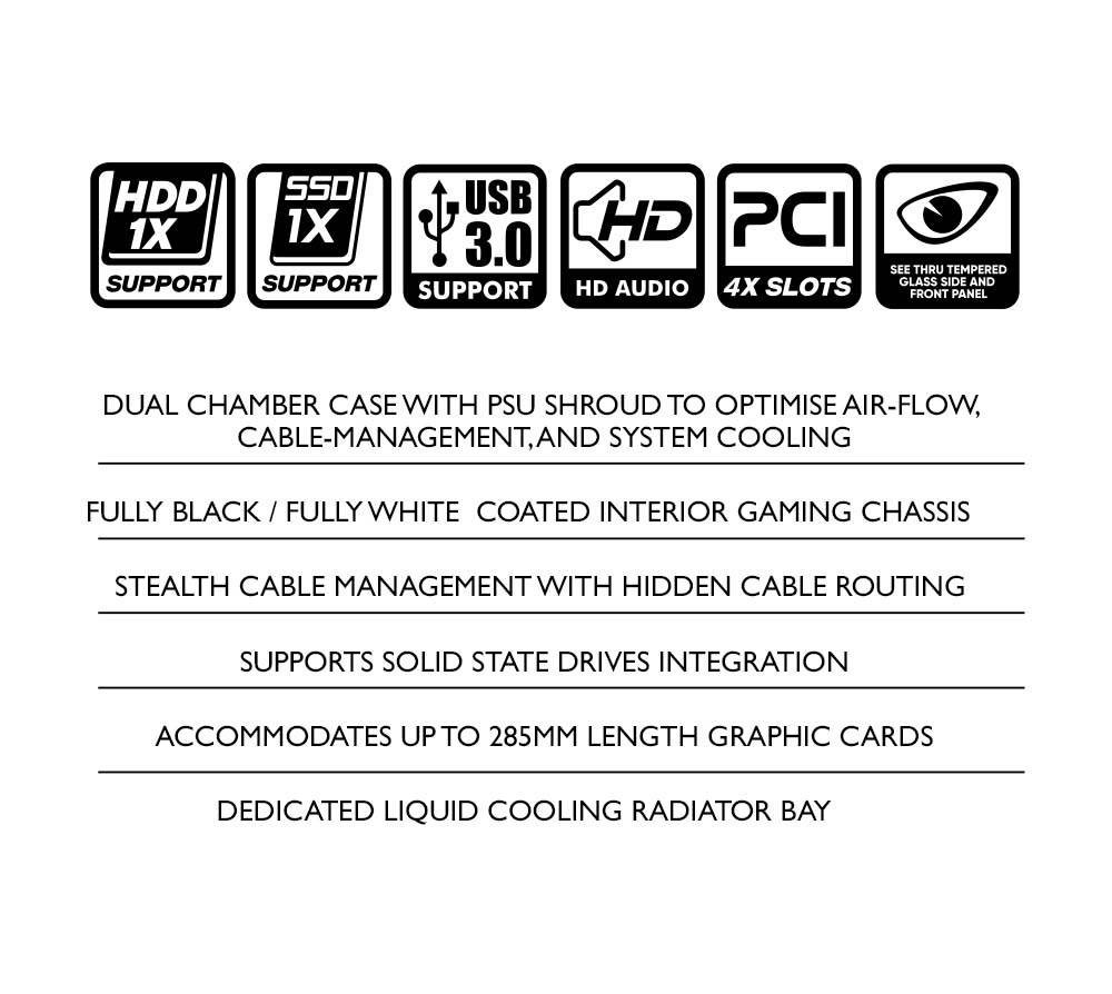Armaggeddon Gaming Case M-ATX AQUARON DUPLEX 2 CHROMA Black (3x Chroma Fans)
