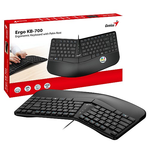 Genius Keyboard Wired Ergonomic + Palm Rest KB-700 English