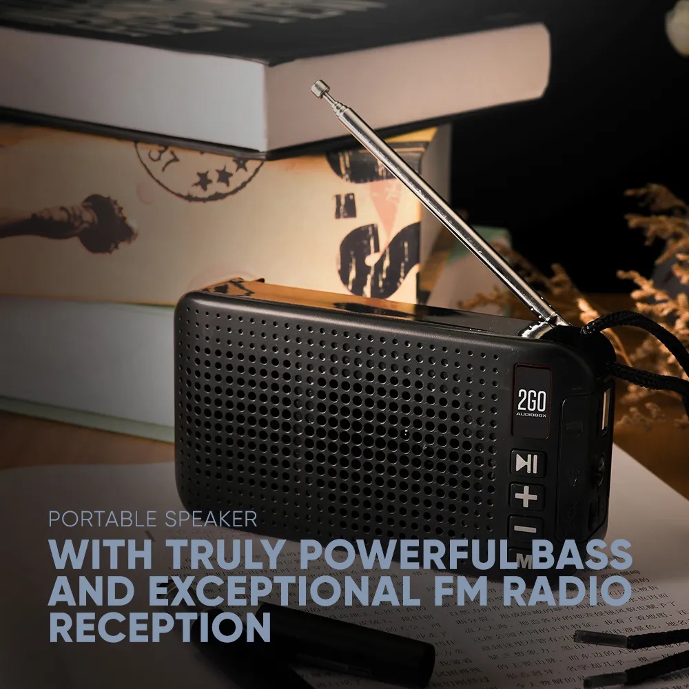 SonicGear AudioBox 2GO-RDO20 Portable Solar & USB Rechargeable FM Radio with Bluetooth & Torchlight