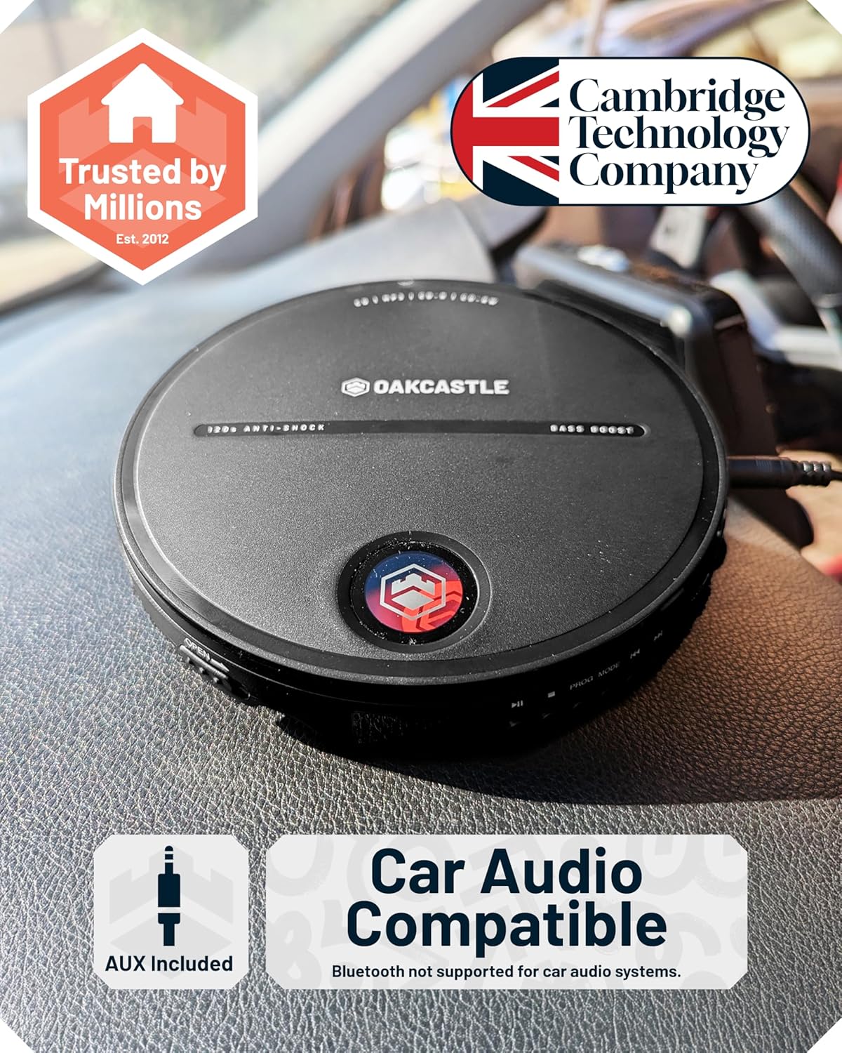 Majority Portable CD Player Incl. Earphones 2x AA Line out Oakcastle CD10