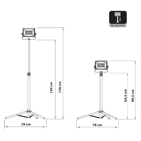 Rexer Floodlight with Tripod Mains Powered 4000k 1 x 50W / 5500 lms RX08050