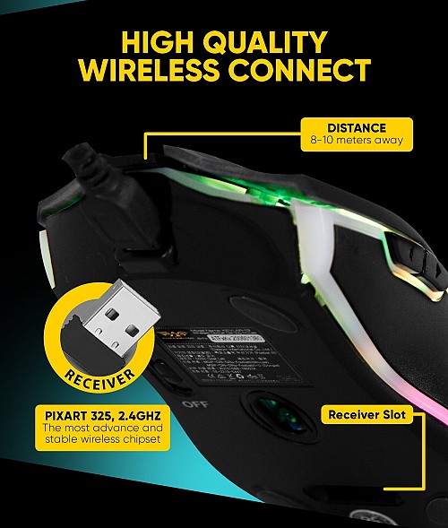 Armaggeddon Foxbat 3 Kevlar13 Pro-Gaming Wireless Rechargeable Mouse
