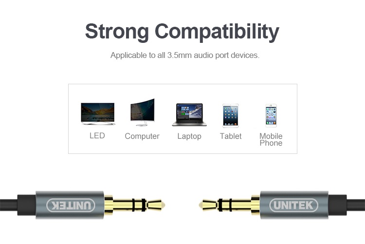 Unitek Y-C930ABK 3.5mm to 3.5mm Audio Cable 5.0m Gold Plated Black/Grey