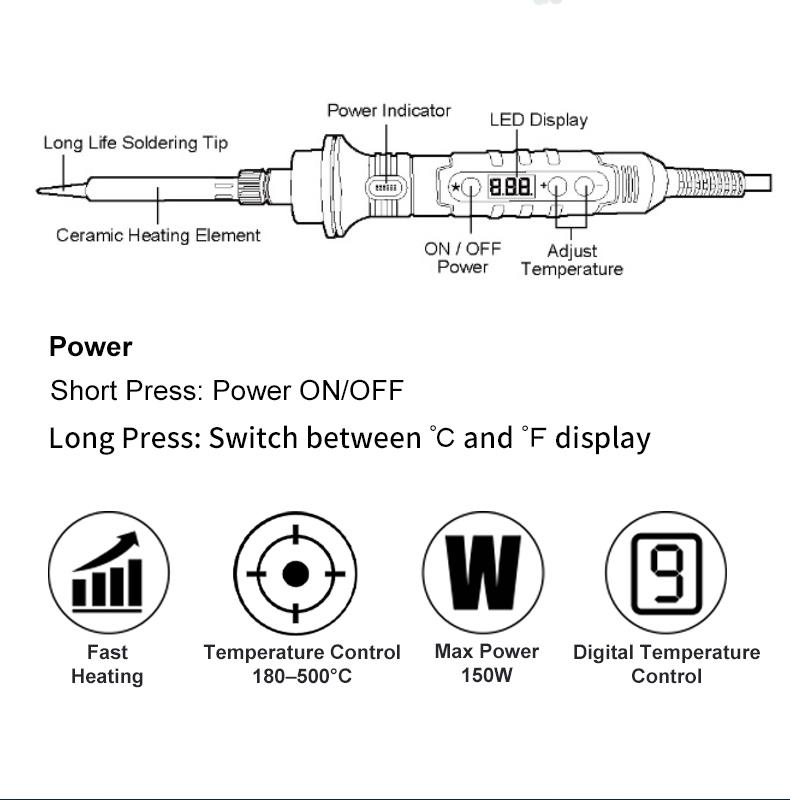 Proskit Soldering Iron with Digital Temp.Control 150W SI-253
