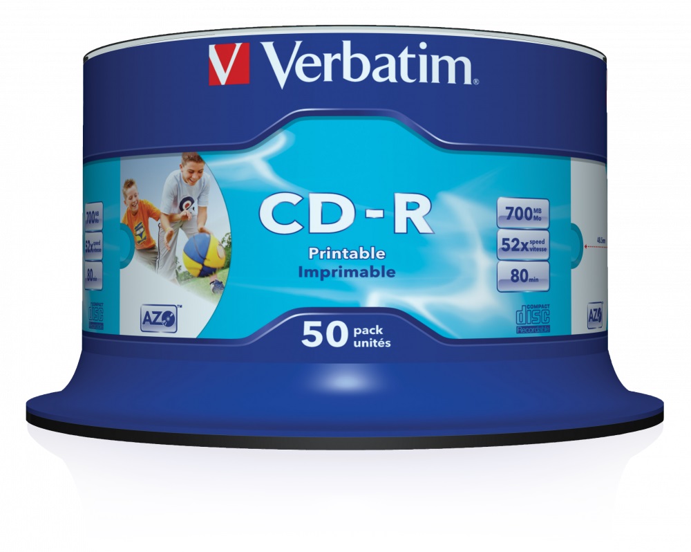 Verbatim CD-R 700MB 52X 50-Pack Spindle Printable 43438