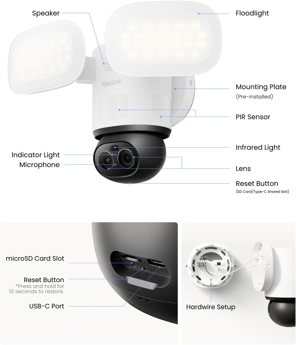 Reolink WIFI Outdoor PTZ Camera 4K Trackflex Floodlight 240v