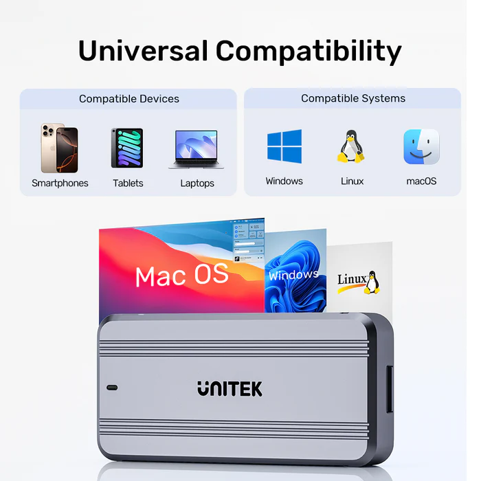 Unitek USB-C NVME/PCIe Enclosure USB 4.0 40Gbps w/Cooling Fan S1242A