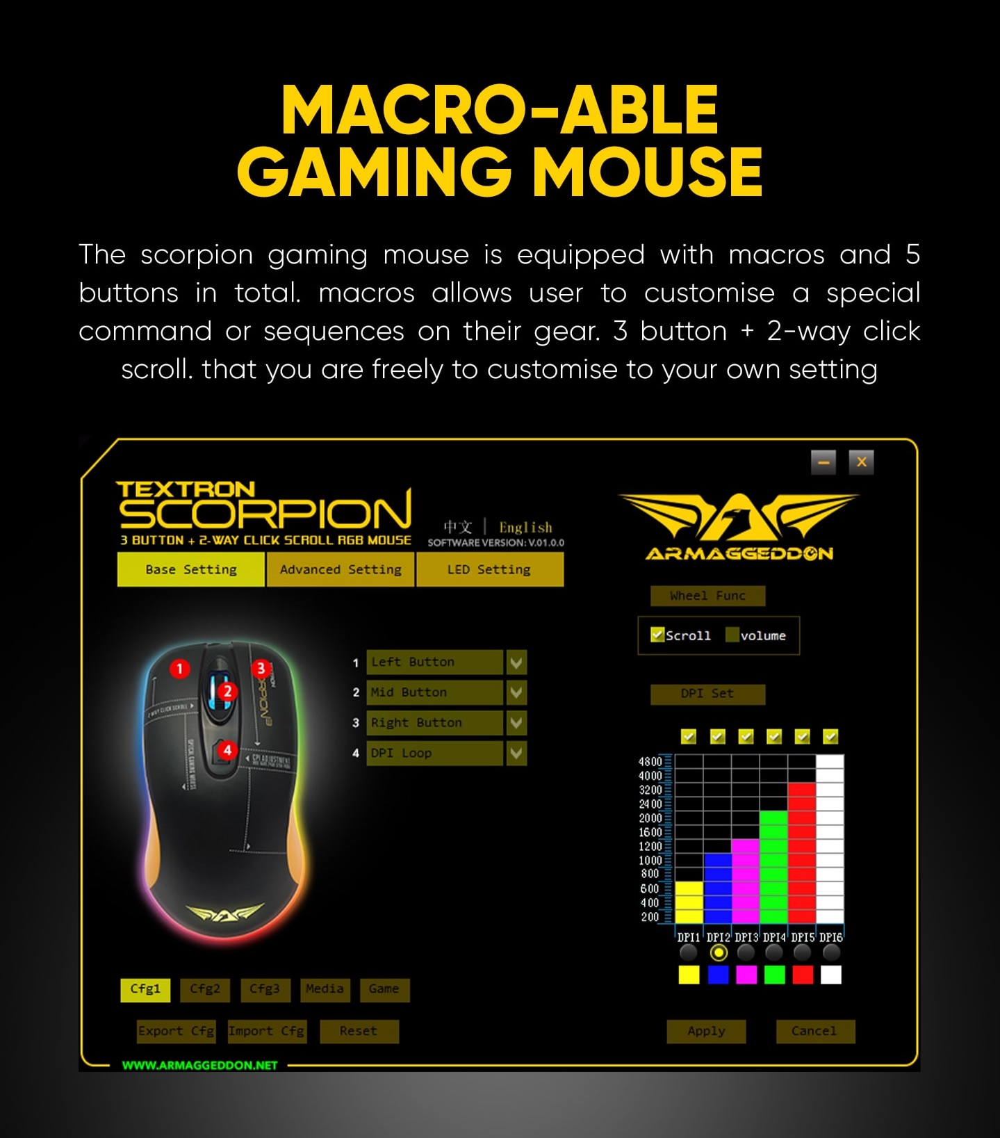 Armaggeddon Scorpion 3 Pro-Gaming Mouse with Free Mousepad