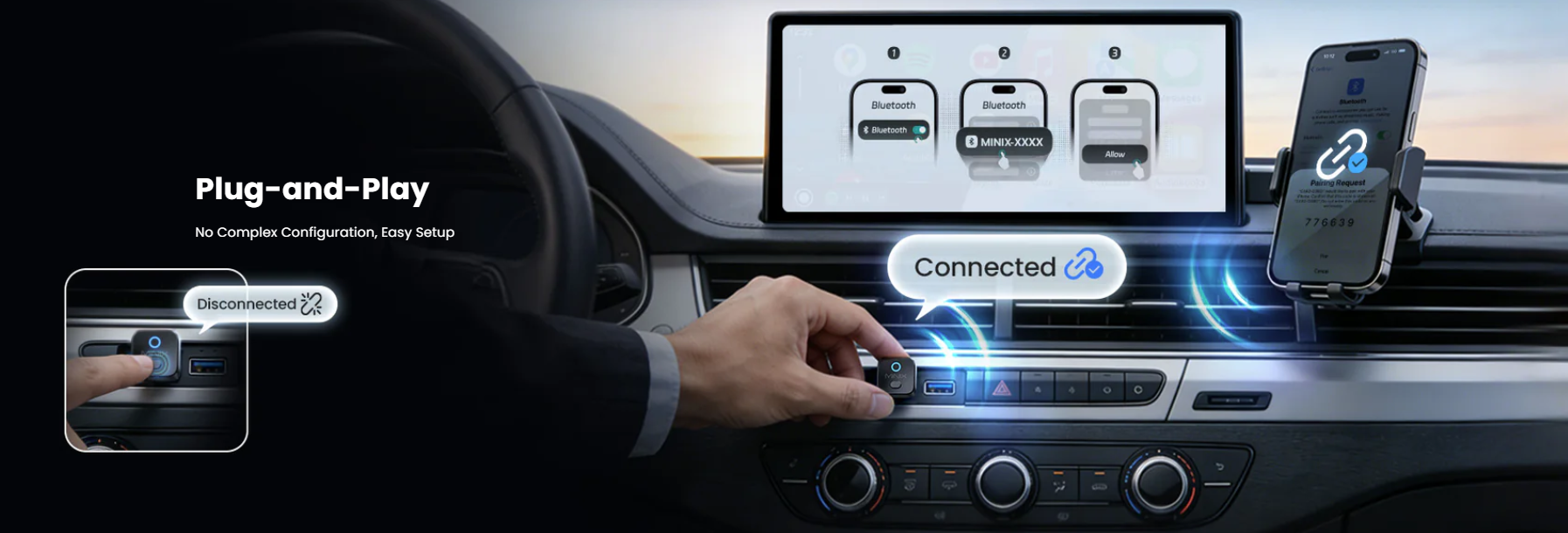 MINIX CAR Wired to Wireless CarPlay & Android Auto USB Dongle CA525