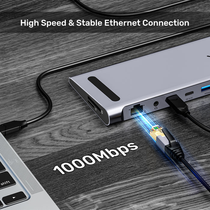 Unitek D1106A USB-C Docking Station & 2-Port KVM 10Gbps Triple Display (Connect 2 PCs to 3 Monitors)