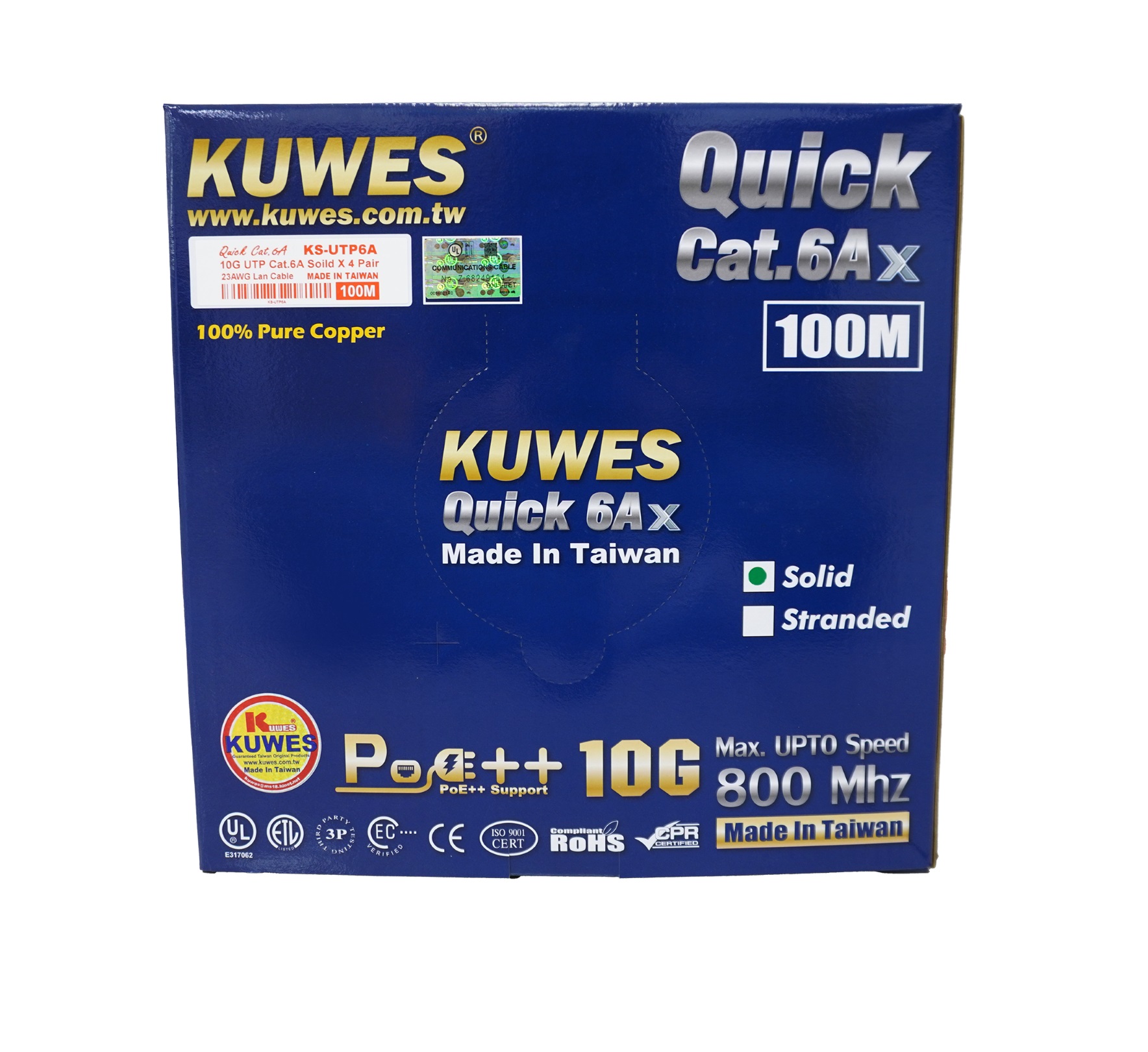 Kuwes CAT6A UTP Pure Copper Indoor 100m Grey