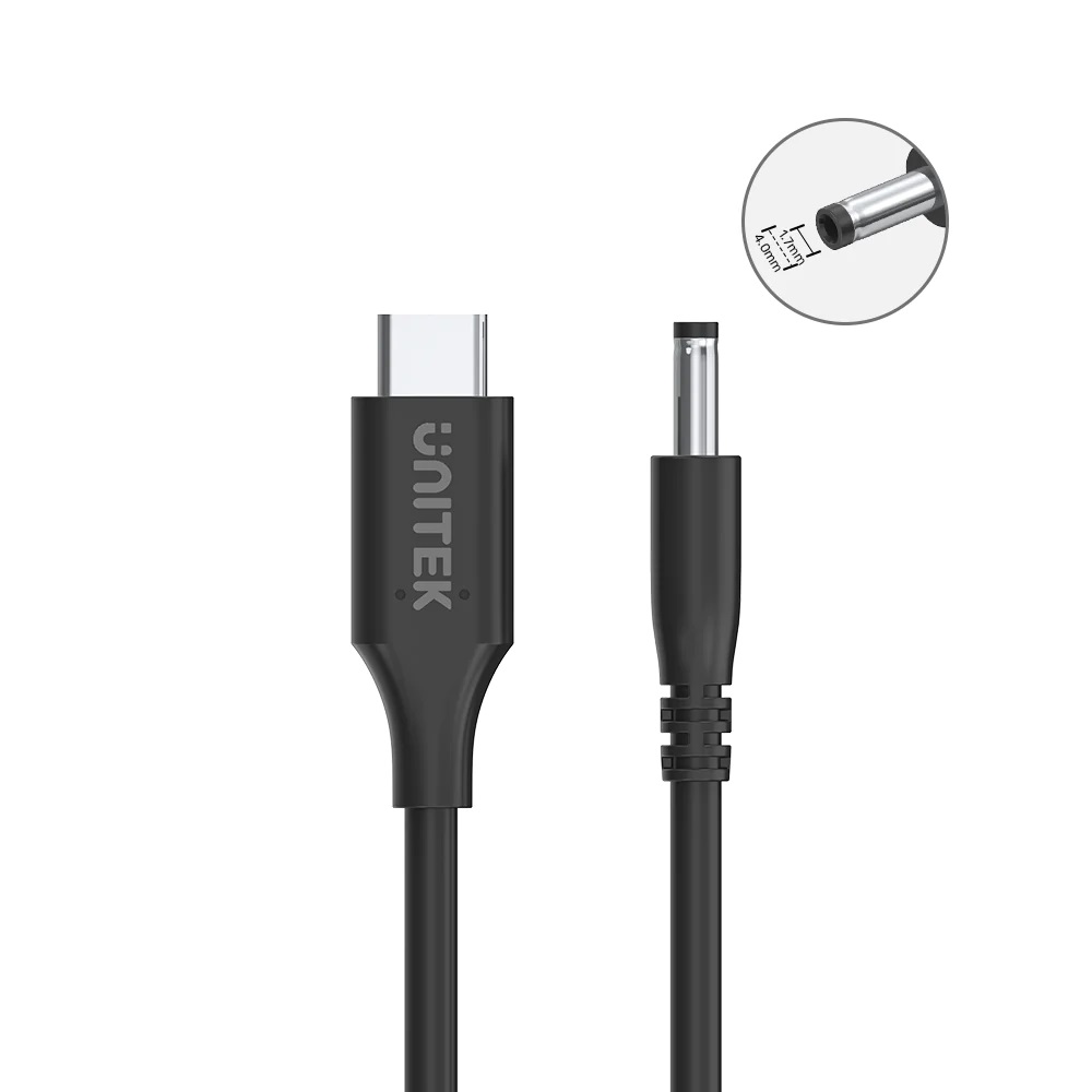Unitek UCL USB-C to DC Cable 1.8m 65W for Lenovo 4.0x1.7mm C14118BK