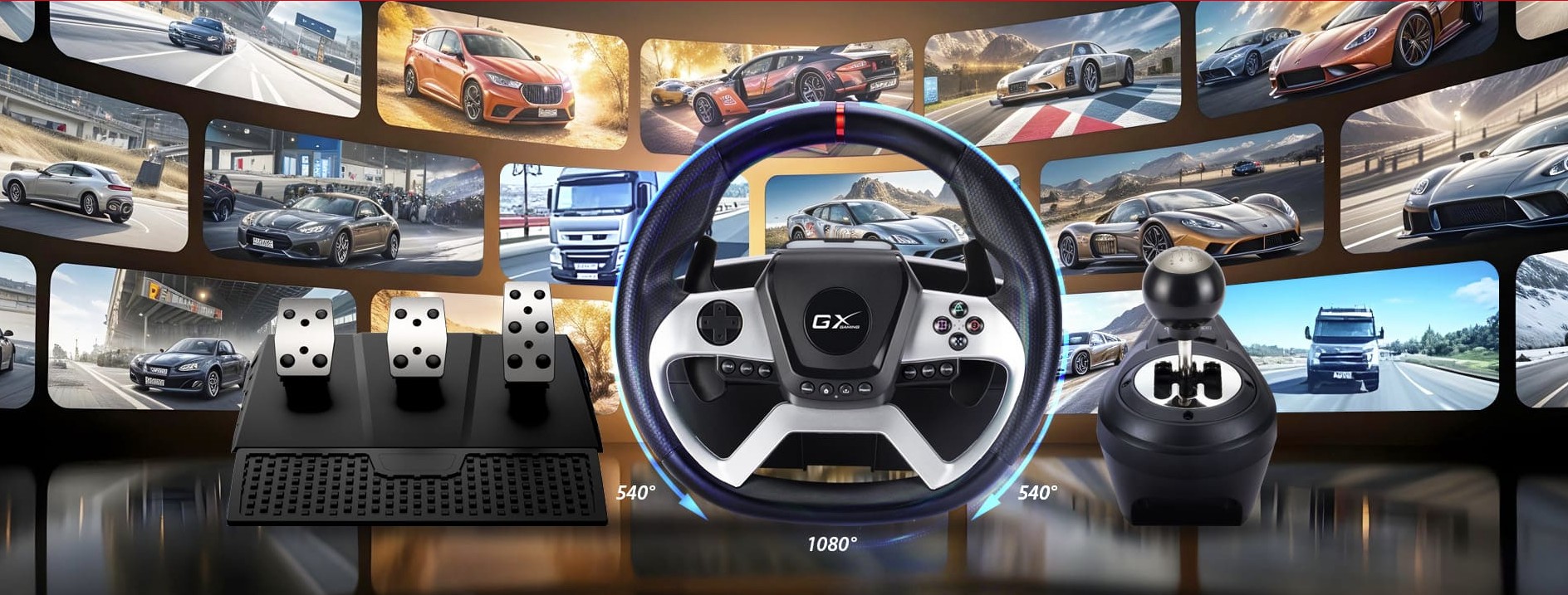 Genius Gaming Wheel Force Feeback for PC/PS4/Xbox One SpeedMaster X5 FF