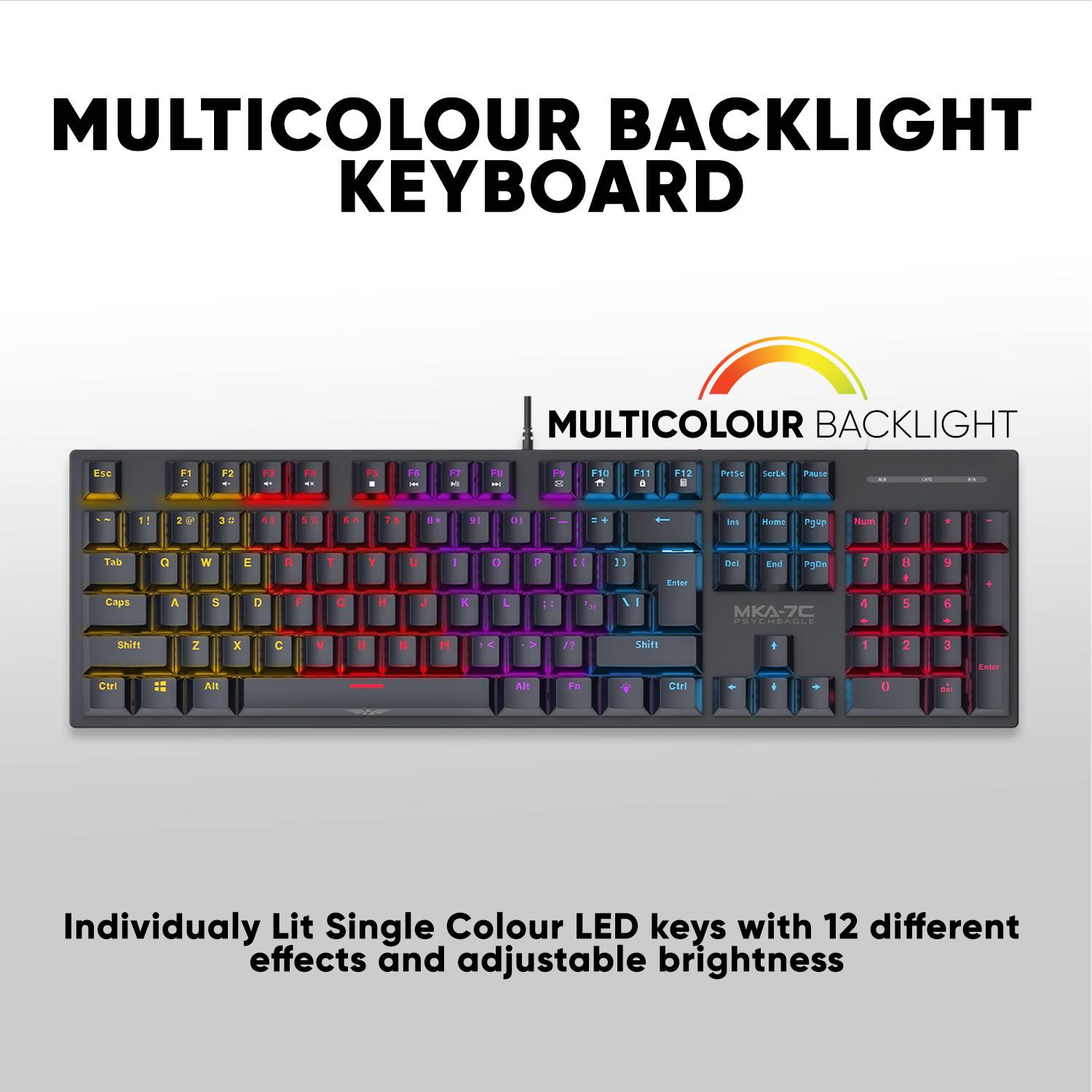 Armaggeddon MKA-7C White Mechanical Gaming Keyboard 104 Linear Red Keys