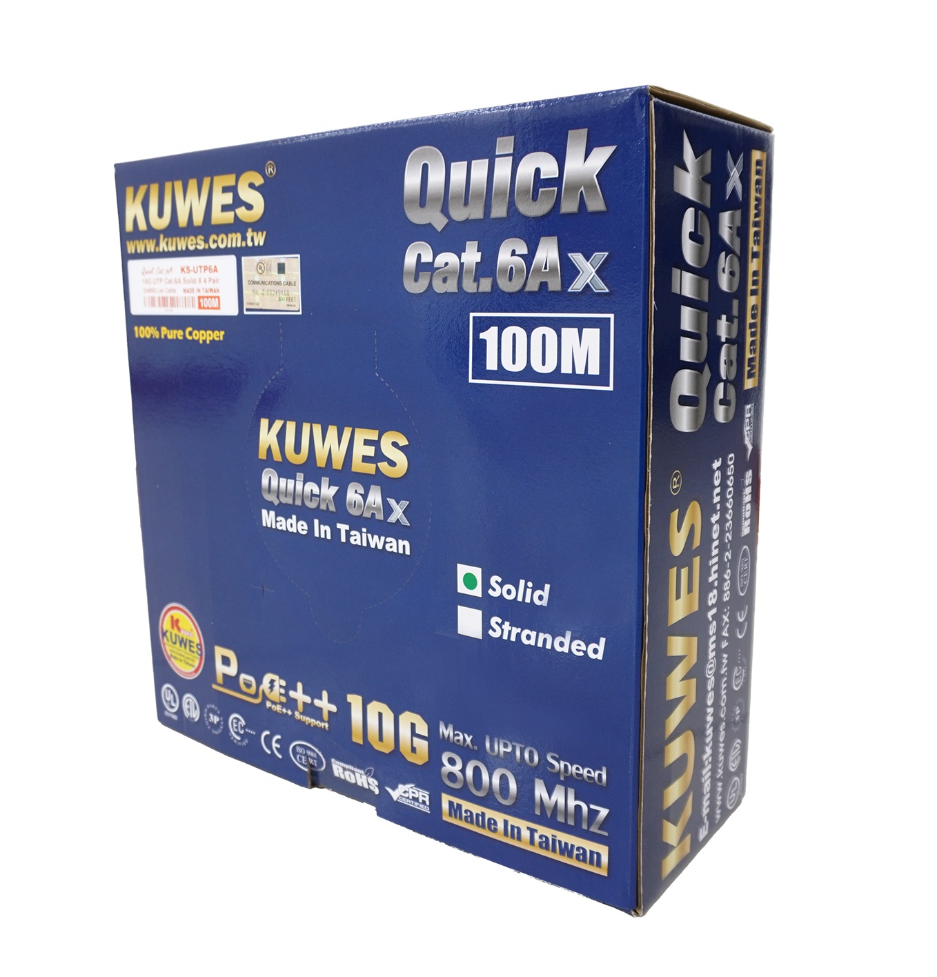Kuwes CAT6A UTP Pure Copper Indoor 100m Grey