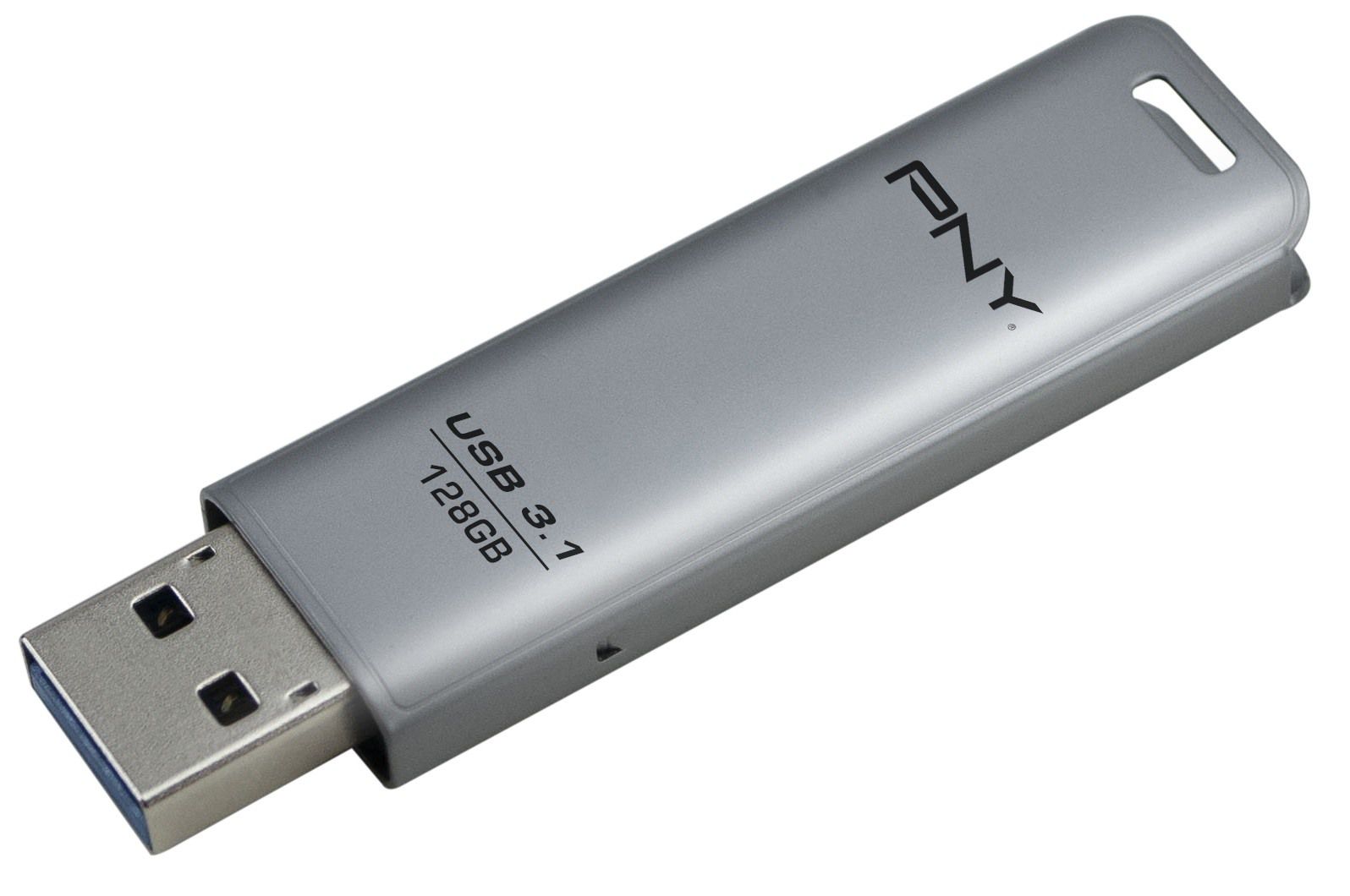 PNY Flash Drive Elite Steel USB 3.1 Stick 128GB Capless Slider Black FD128ESTEEL31G
