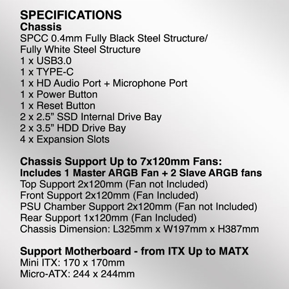 Armaggeddon Gaming Case M-ATX DEEPFREEZE DUPLEX 2 Black 3x ARGB Fans
