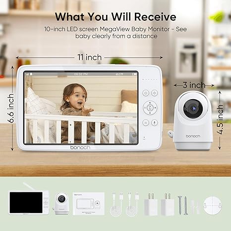 Bonoch BBM07 Portable Baby Monitor 10'' PTZ Camera+Audio No WiFi