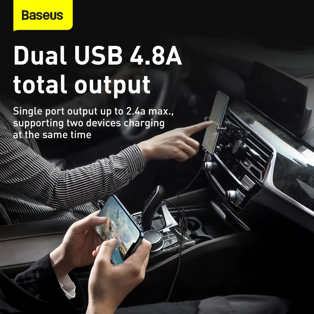 Baseus GRAIN Pro Car Charger 4.8A Black