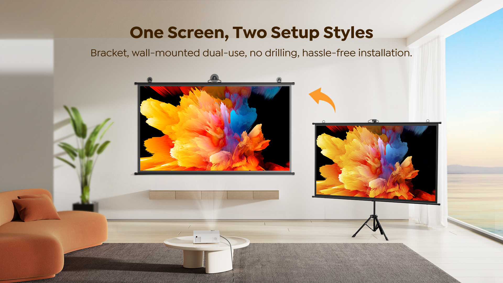 Yaber YS-100D Projector Tripod Screen 100''