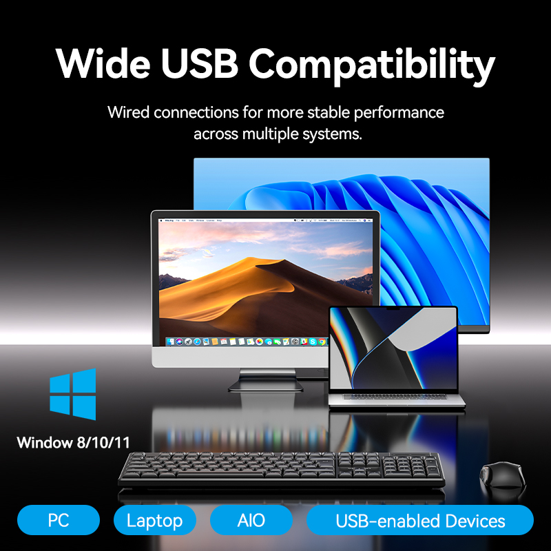 Vention Keyboard and Mouse Combo Wireless Silent Slim Full Size KTZB0-EN