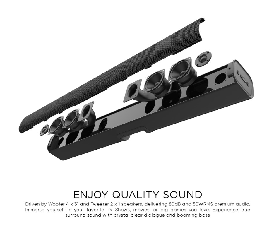 SonicGear STUDIOBAR 500HD Maverick 100W HiFi DSP Soundbar BT-USB-HDMI