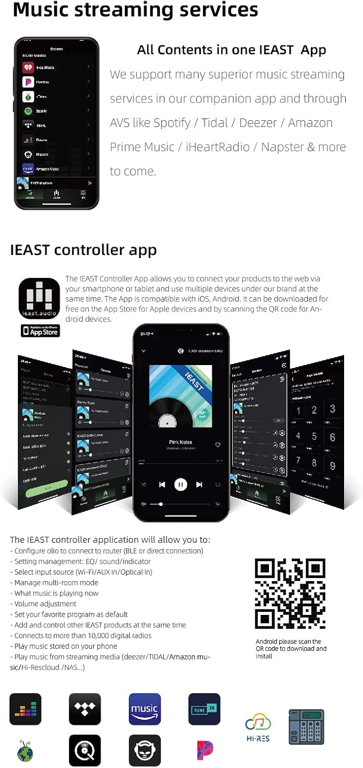 iEast Audiocast Oliostream 1 White Receiver Multiroom Audio WiFi+BT AirPlay2