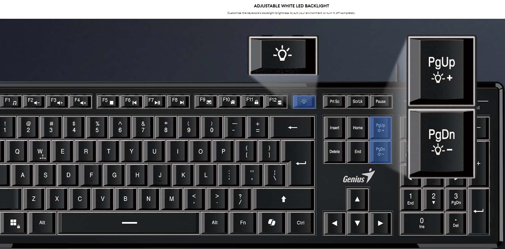 Genius SlimStar 820 Wired Illuminated AI Keyboard English