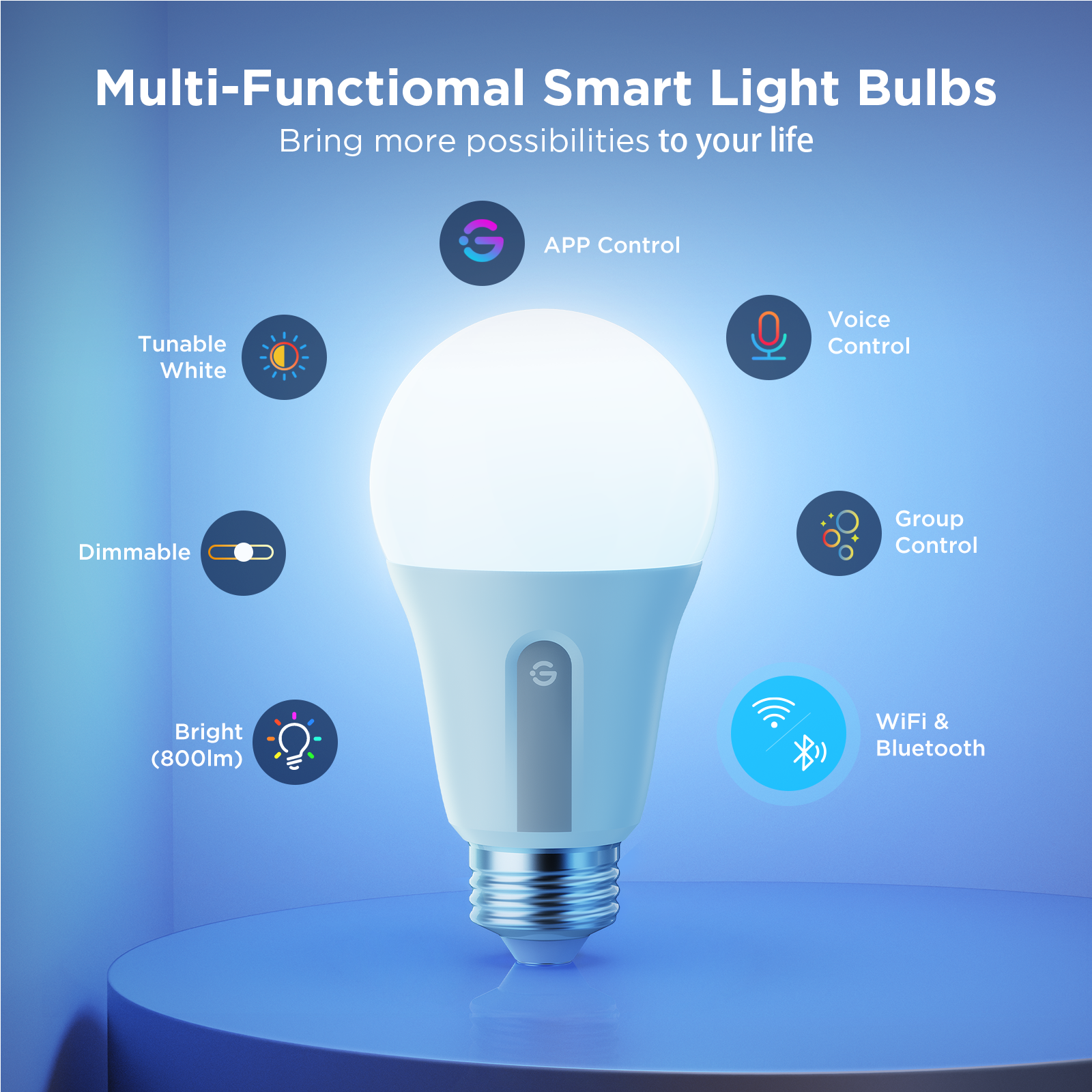 Govee Bulb Ceiling E27 Smart LED 800 Lumens Cold White/Warm White (Pack of 2) B8015C02