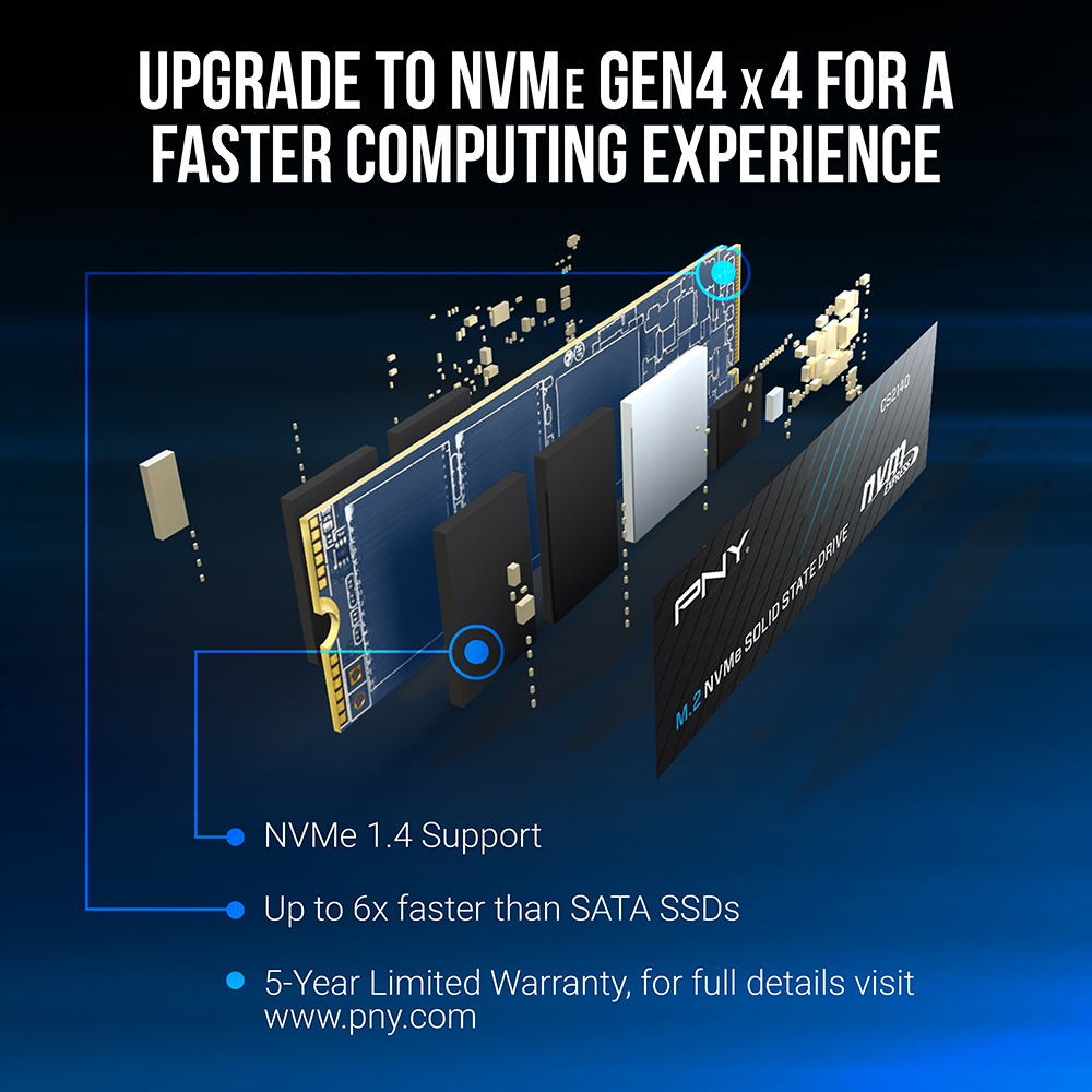 PNY SSD M.2 NVMe PCIe Gen4 2TB CS2140