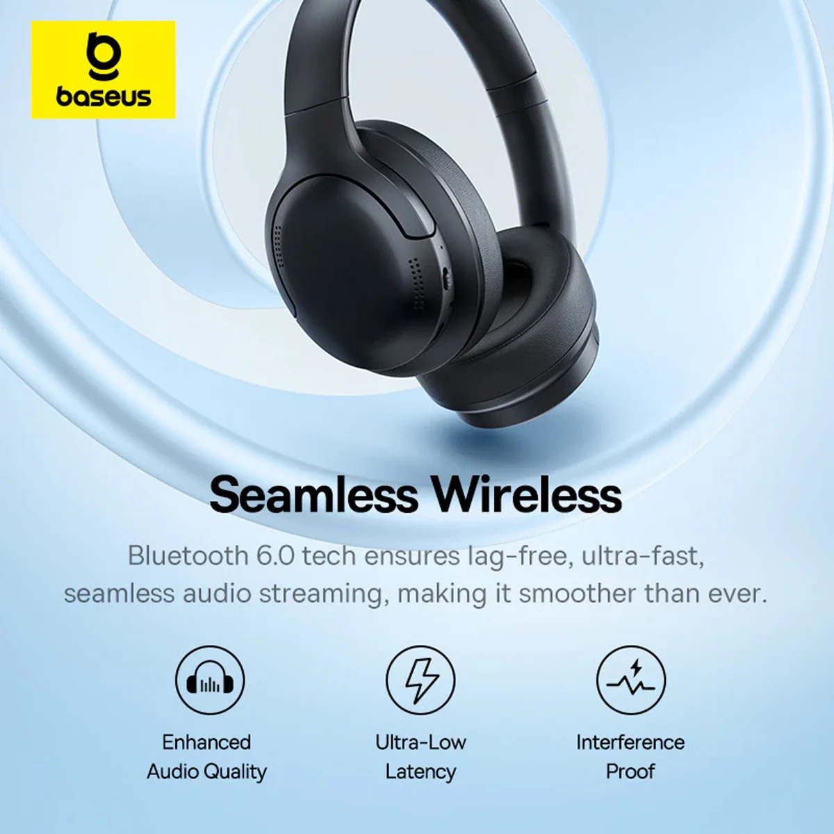 Baseus Headphones Over Ear Bass BH1 Lite Black