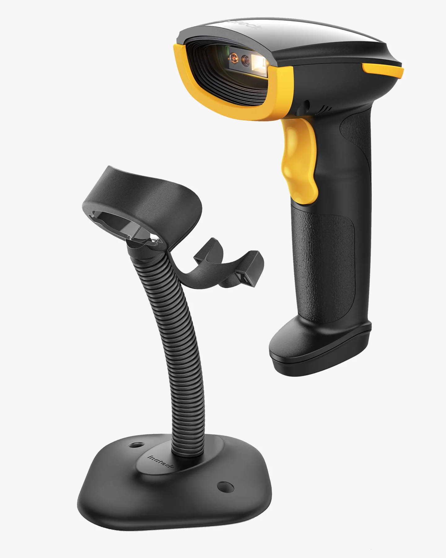 Inatech Barcode Scanner CMOS 1D/2D Wireless 2.4GHz/Bluetooth USB-A 2600mAh Adjustable Stand BCST-35 Black