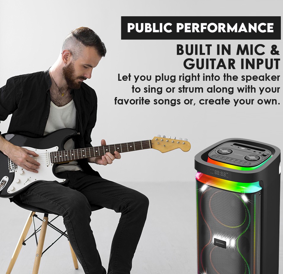 SonicGear Portable Karaoke Speaker 2 x 6.5'' BT/USB/RGB 2x Mics Audiobox BBX1300