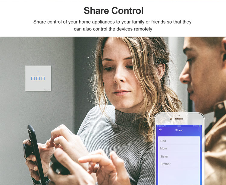 Sonoff T2 UK 1C WiFi Smart Wall Touch Switch White