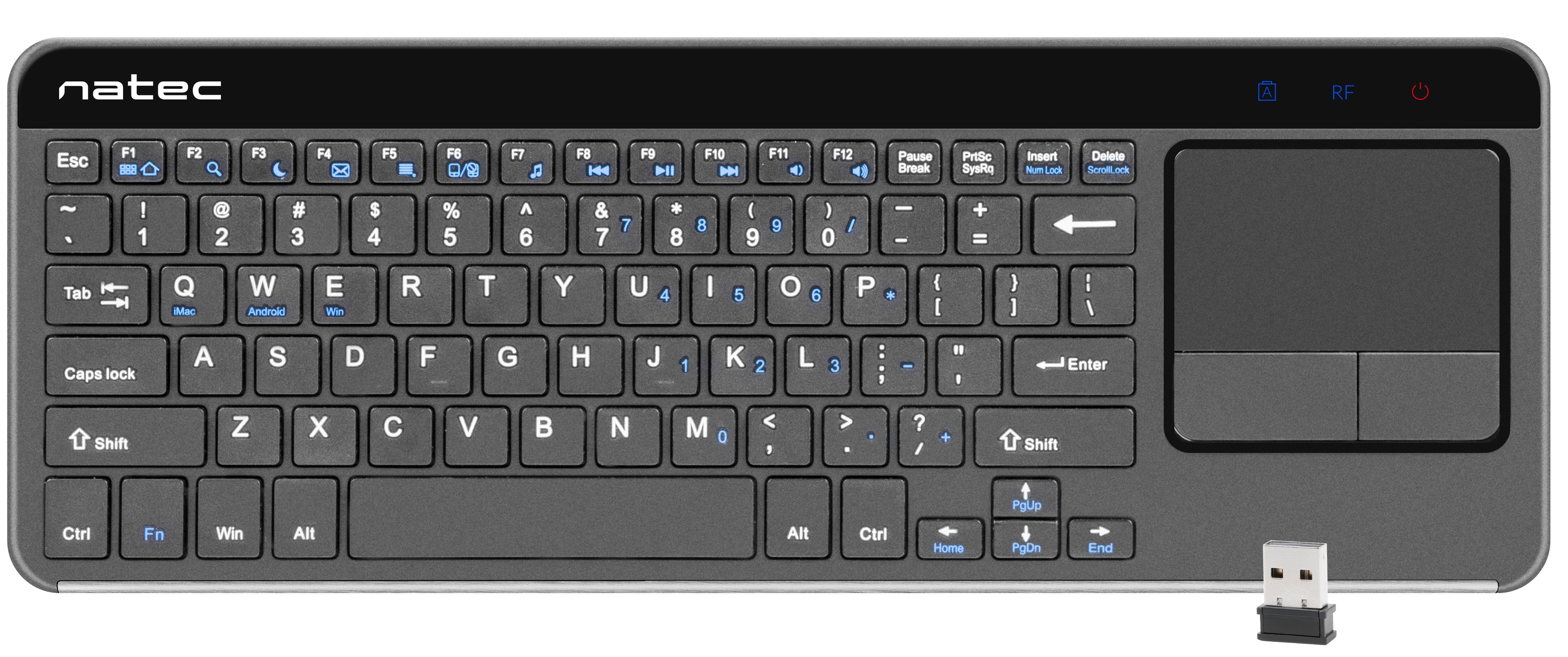 Natec Keyboard Wireless 2.4GHz with Touch Pad TURBOT