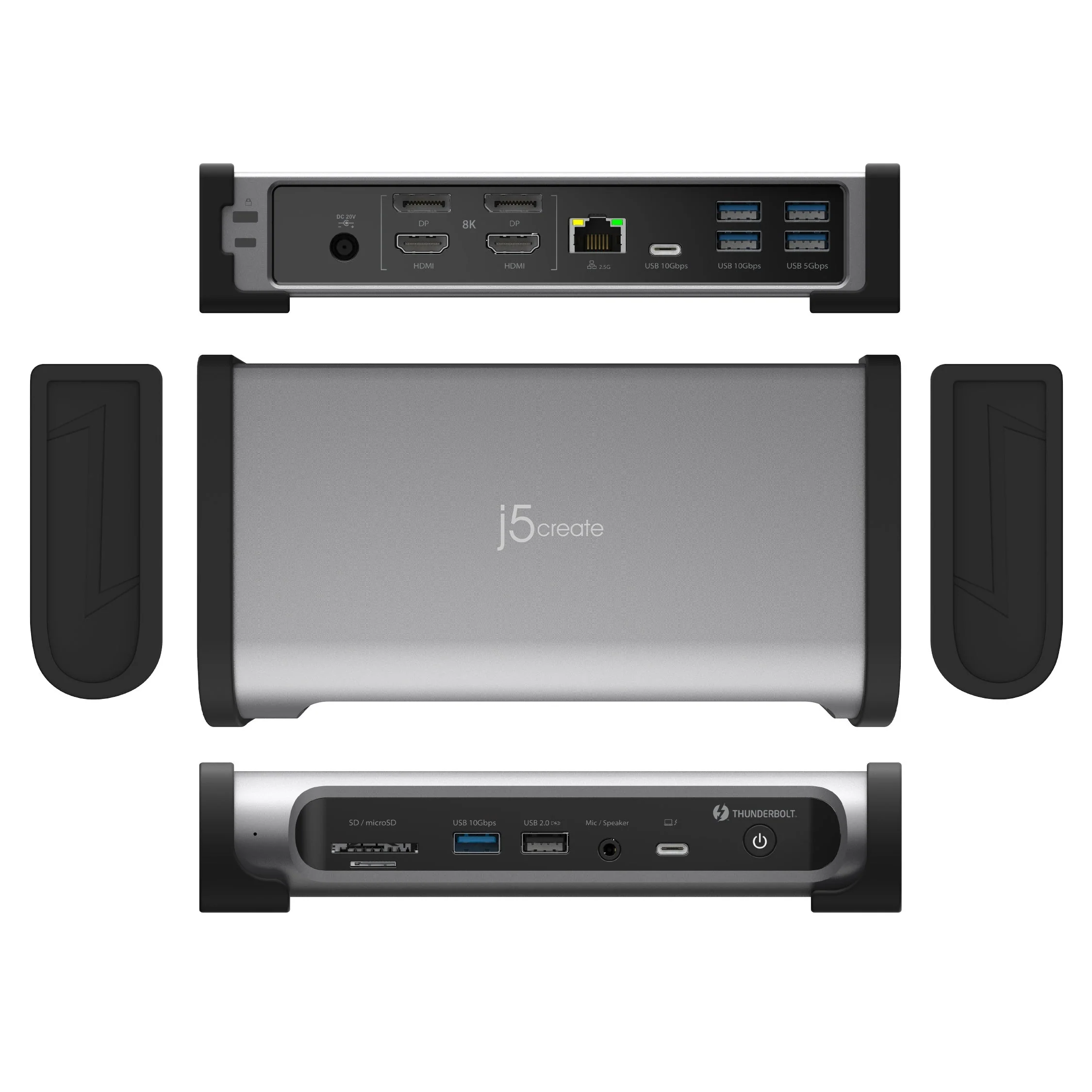 j5create Thunderbolt 4 Docking Station 15-in-1 Supports 4 x 4K Displays 10Gbps with 135W PSU JTD568