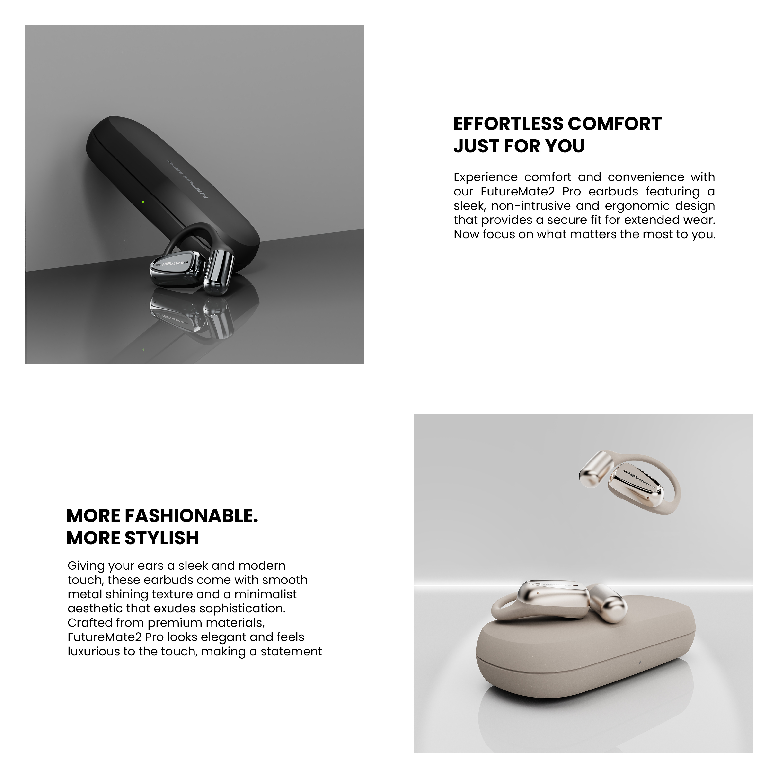 HiFuture Headphones Open Ear FutureMate 2 PRO Black
