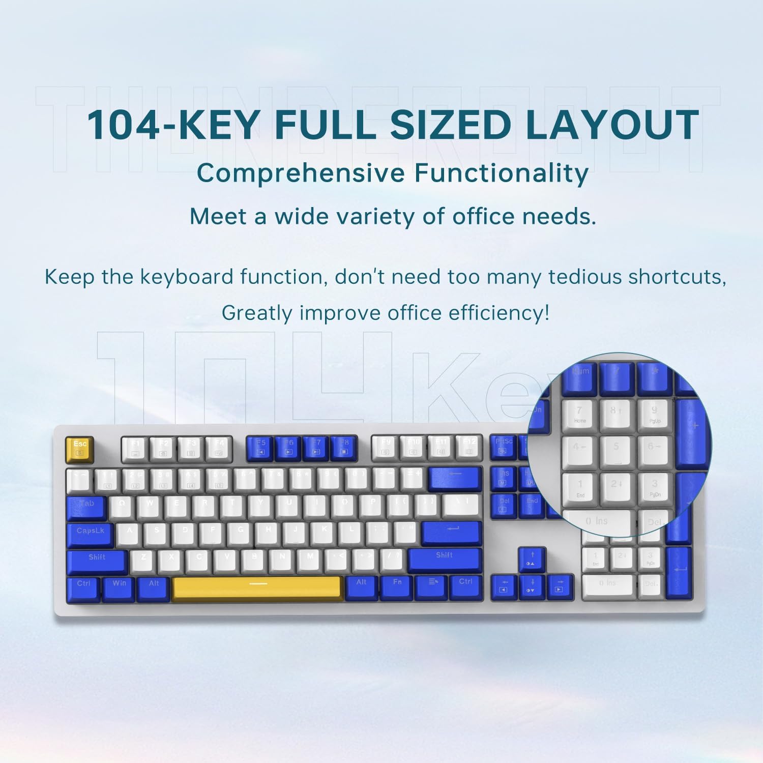 Thunderobot K104 Mechanical Gaming Keyboard 104 Brown Switch Keys