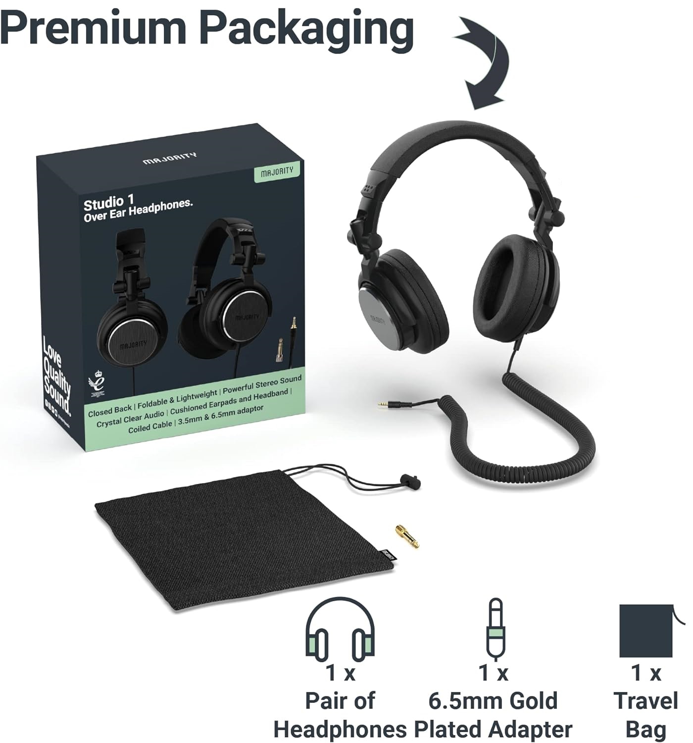 Majority STUDIO 1 Over Ear Headphones for DJ-Gaming-Recording