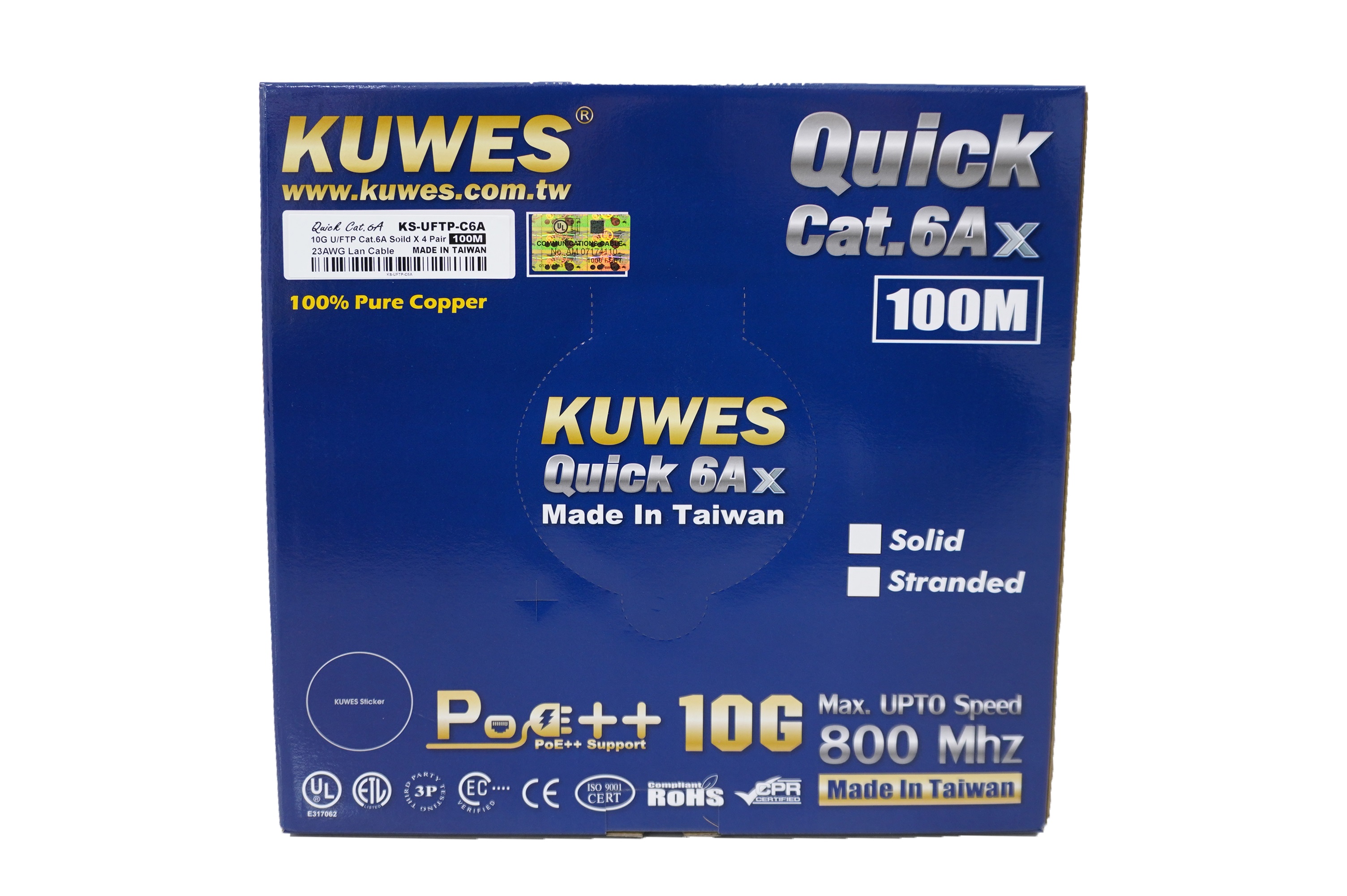 Kuwes CAT6A FTP Pure Copper Indoor 100m Grey
