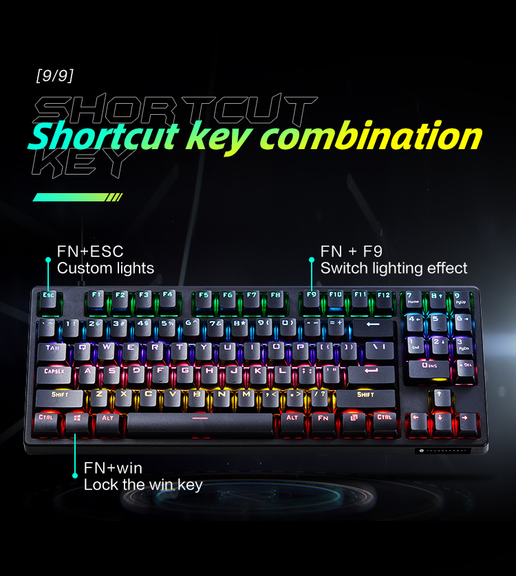 Thunderobot KG3089R Black Mechanical Gaming Keyboard 89 Red Switch Keys