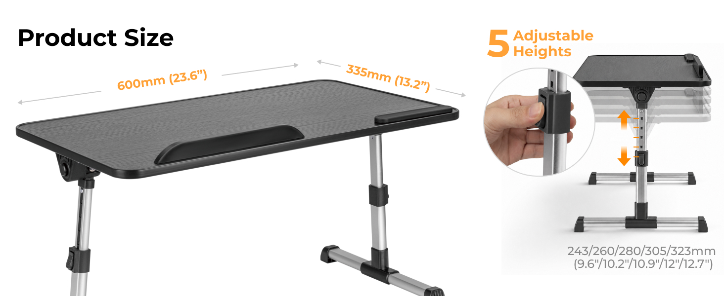 Lumivida Computer Tray Desk Multi-Purpose Foldable Ergonomic 60x34cm LPD01-7 Black