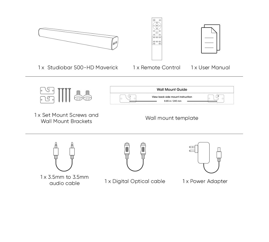 SonicGear STUDIOBAR 500HD Maverick 100W HiFi DSP Soundbar BT-USB-HDMI