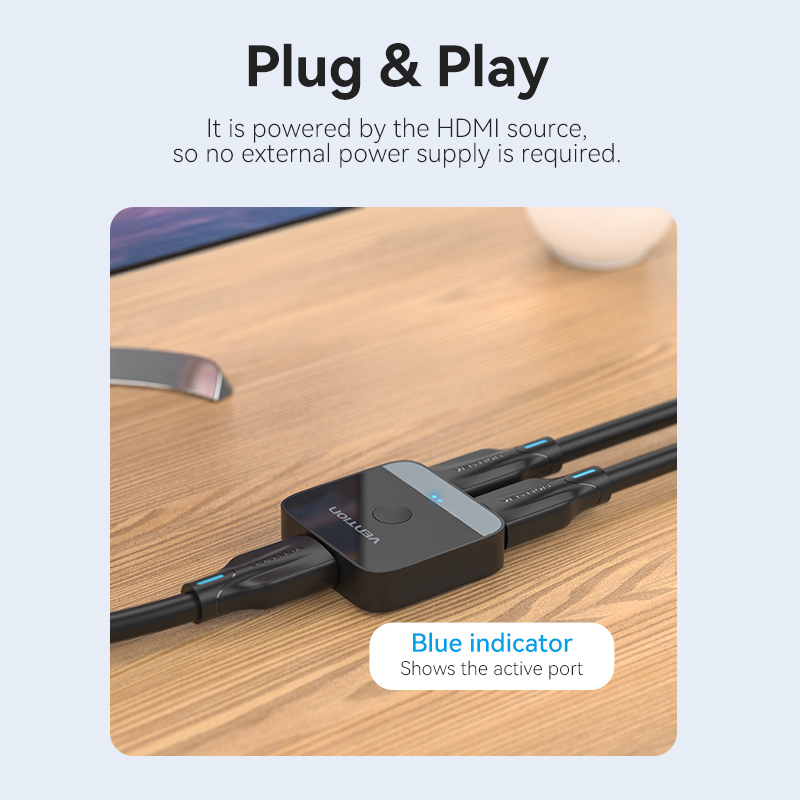 Vention HDMI Switch 2-Port 4K 2.0 Bi-Directional AKOB0