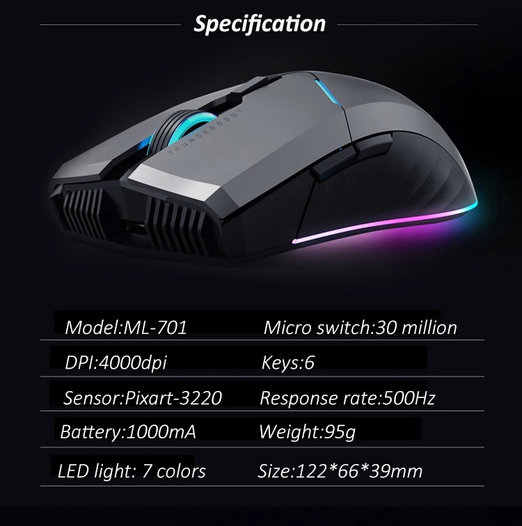 Thunderobot ML701 Wireless Gaming Rechargeable Mouse